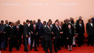 African Leader dey pose on Monday wit China Presido Xi Jinping for Beijing