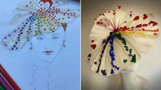 Rainbow hat design by milliner Judy Bentinck