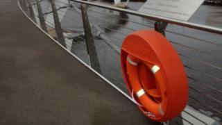 A lifebelt on the Peace Bridge, Derry