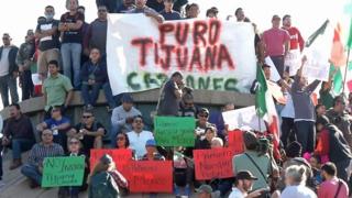 Protesta antimigrantes en Tijuana