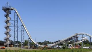 The Verrückt waterslide at the Schlitterbahn Water Park in Kansas City, 8 July 2014