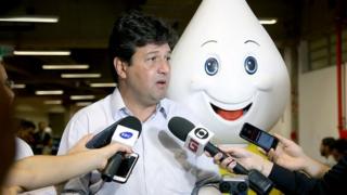 Ministro da Saúde no desafio Zé Gotinha na Campus Party em Brasília 2019.