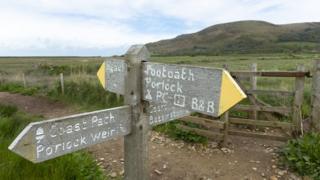 Coastal path sign at Porlock