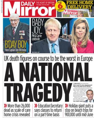 The Daily Mirror front page 30 April