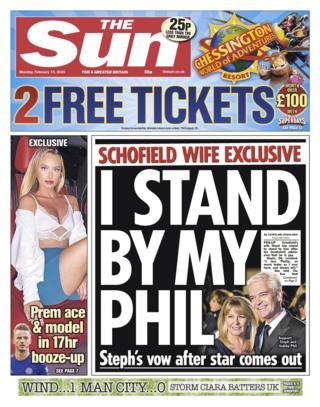 Monday's Sun front page