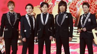 Japanese group SMAP performs on stage for Lunar New Year Dragon TV Gala on January 11, 2012 in Shanghai, China