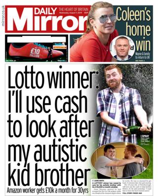 Front page of the Daily Mirror