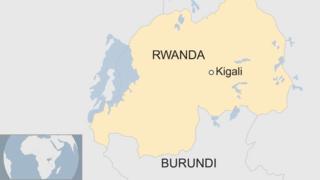 map showing Rwanda and Burundi with the former's capital Kigali marked out.