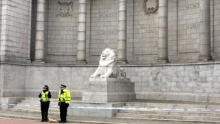 Police at war memorial