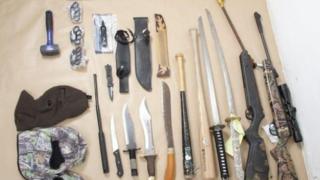 Weapons seized by police