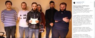 Still from a video posted by a group of Georgian workers. Use cleared with source