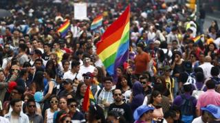A Gay Pride march in Mexico City this year.