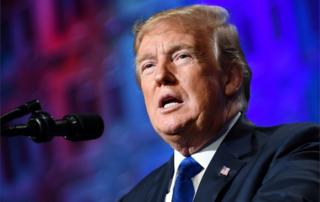 US President Donald Trump pictured giving a speech on 2 October