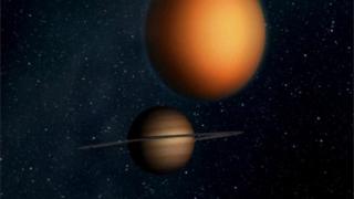 Dibujo de Saturno y Titán