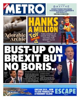 Metro front page