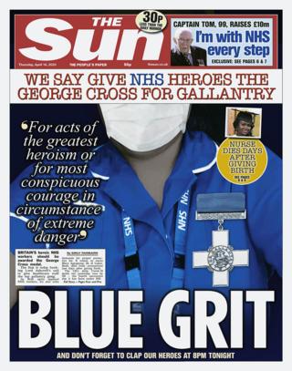 Front page of the Sun