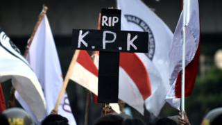 Demonstrasi mahasiswa menolak UU KPK.