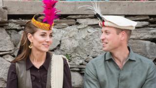 Duke and Duchess of Cambridge wear traditional Pakistani headwear as they visit a settlement of the Kalash people on 16 October 2019