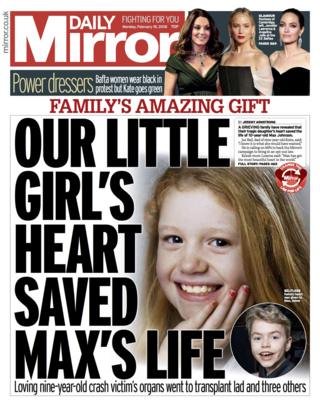 Daily Mirror front page