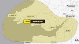 Map of weather warning