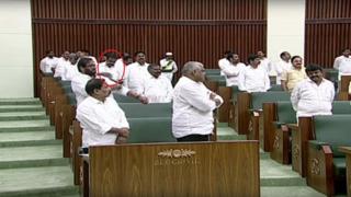 శాసనమండలి రద్దు బిల్లుకు అనుకూలంగా ఓటు వేస్తూ.. తన స్థానంలో లేచి నిలబడ్డ జనసేన ఎమ్మెల్యే రాపాక వరప్రసాద్