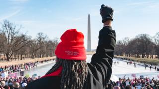 A protester at the Women's March on Washington 2018