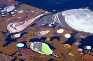 Salt pans and dams near the city of Perth, Australia