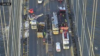 Overhead view of the Forth Road Bridge on Wednesday