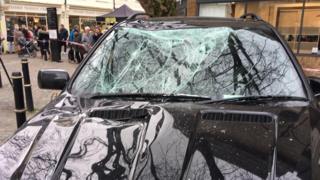 Car with broken windscreen