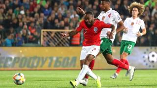 Raheem Sterling scores England's fifth of six goals against Bulgaria