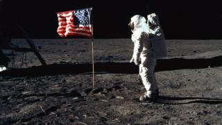 American astronaut on the moon