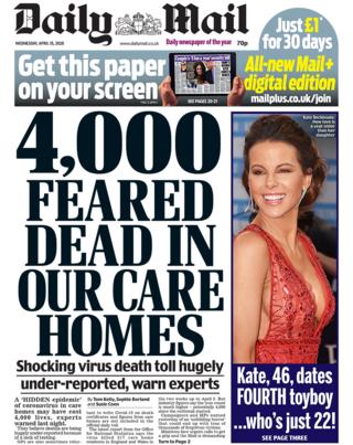 Front page of the Daily Mail