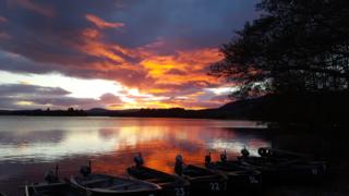 Sunset over Lake of Menteith