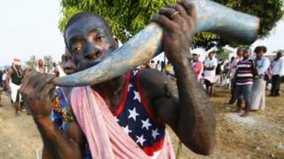 Liberians cheer as they stand in line to enter the inauguration off the President-elect, George Weah, at the Samuel Kanyon Doe stadium, in Monrovia, Liberia, 22 January 2018. T