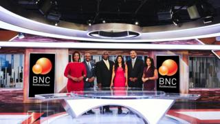 Black News Channel weekday presenters in their Tallahassee studio