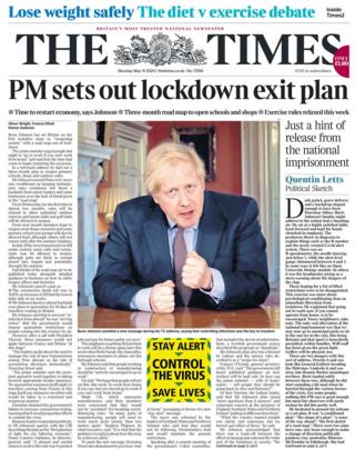 Die Titelseite der Times 11. Mai