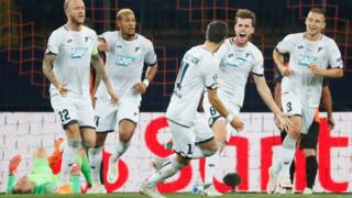 Jugados del Hoffenheim celebran un gol.