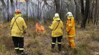 Volunteers with a small fire in New South Wales