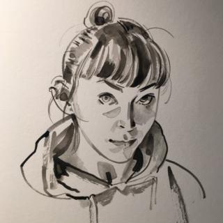 Anne Barnetson (a self portrait in ink)