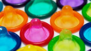 Condoms of various colours