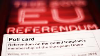 A polling card and voting guide for the 2016 EU referendum in the UK