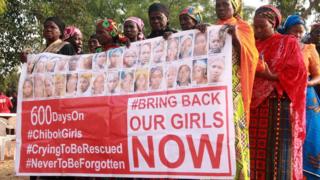 Bring Back Our Girls campaigners in Abuja, Nigeria - January 2016