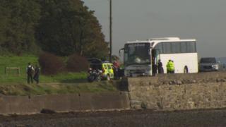 The crash involving a bus and motorcycle happened on the Portaferry Road on Sunday