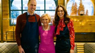 The Duke and Duchess of Cambridge with TV chef Mary Berry