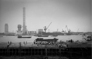 Construction next to a river