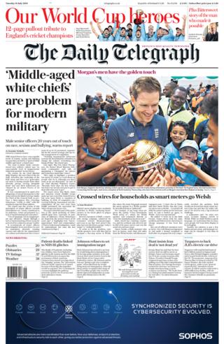 Tuesday's Daily Telegraph front page