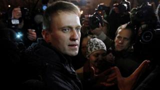 Alexei Navalny pictured speaking to journalists in Moscow on December 21, 2011.