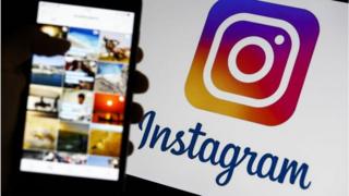 Logo de Instagram y frontal de un celular.