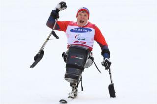 Jesper Pedersen of Norway celebrates victory in the Men's Giant Slalom Run