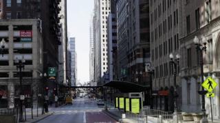 An empty street in Chicago